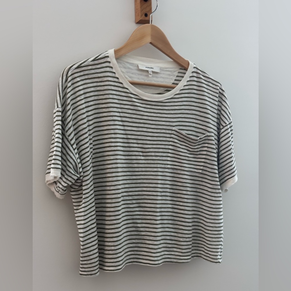 Frame Linen Striped Crewneck